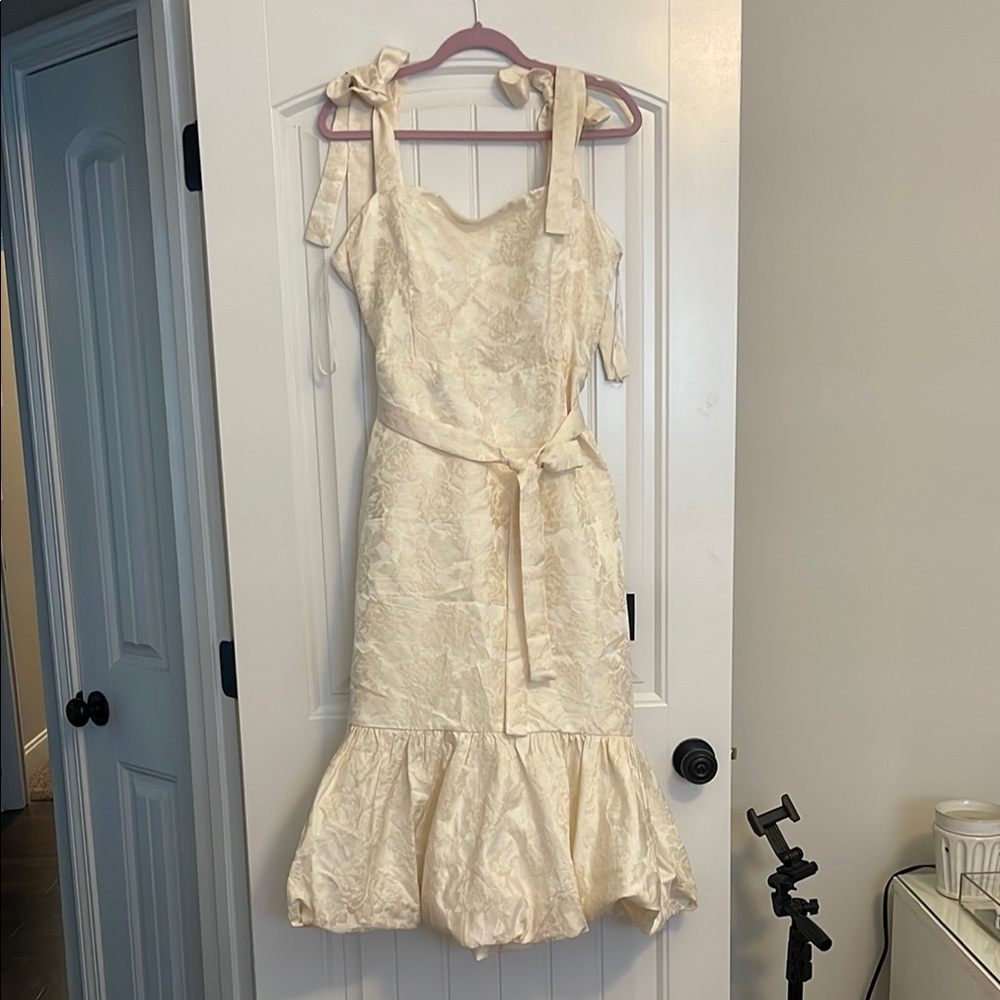 Lulu's Cream Textured Midi Dress